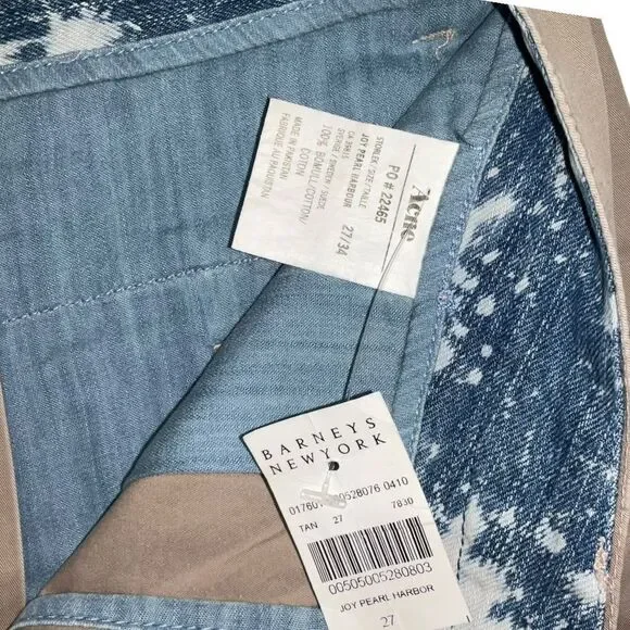 Acne Studios Beige Chino Pants Men Straight-Cut Zip Fly Pockets Contrast Waist